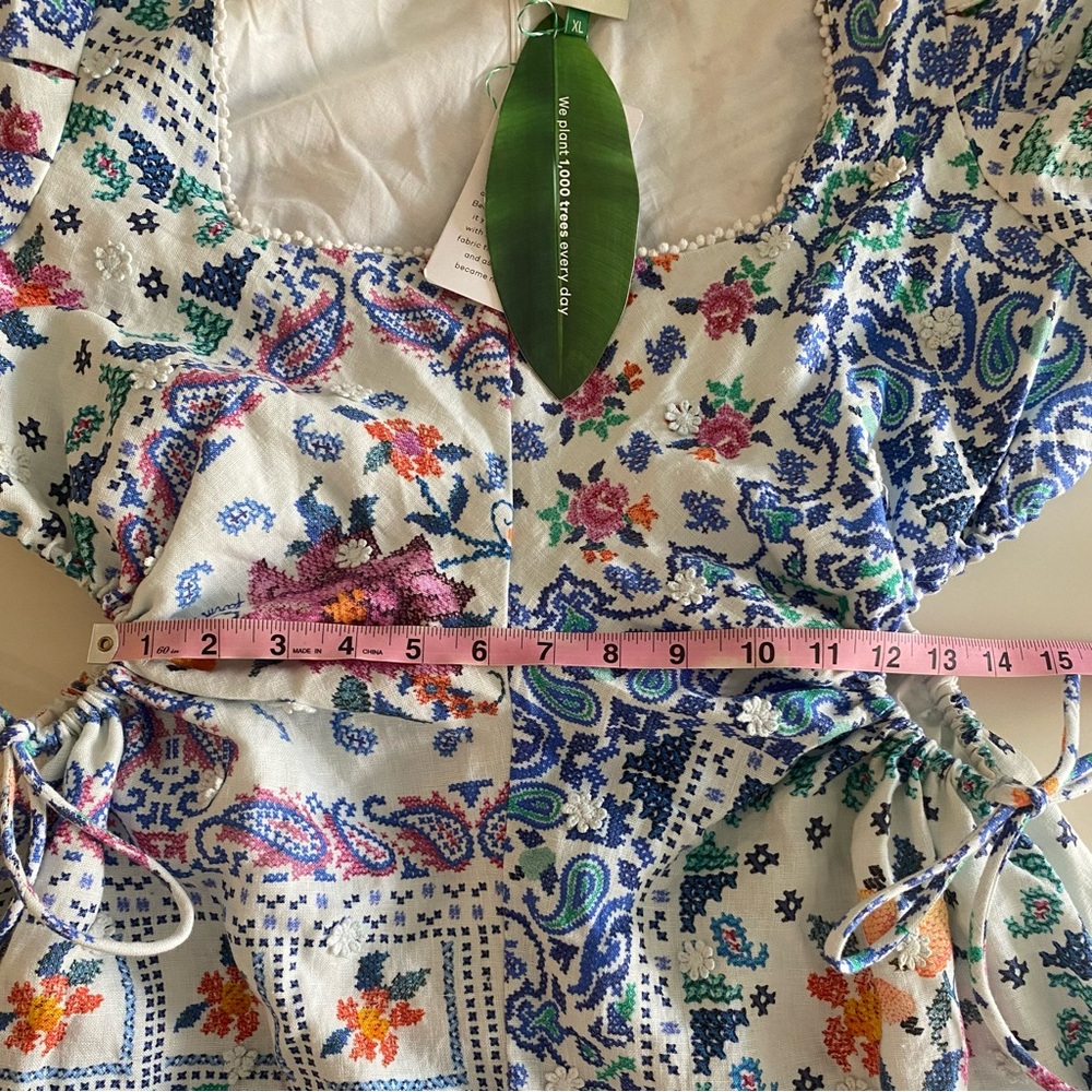 Farm Rio Romantic Bandanas Puffy Sleeves Midi Dress - Picture 15 of 15